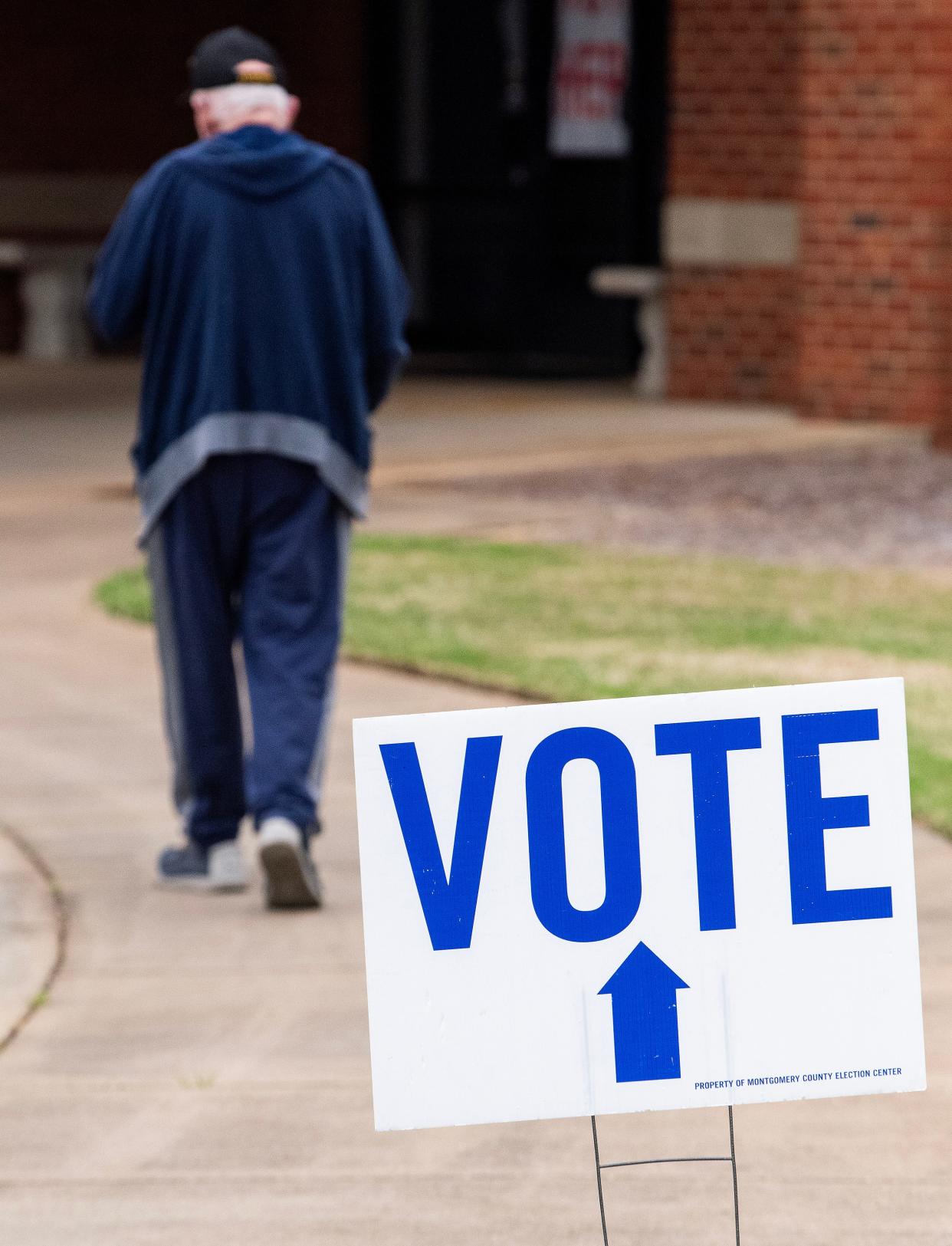 Voters arrive to vote at the Saint James Church polling place during the Super Tuesday Primary Election in Montgomery, Ala., on Tuesday March 5, 2024.