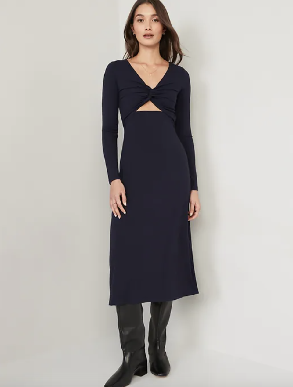 Fit & Flare Twist-Front Cutout Midi Dress (Photo via Old Navy)