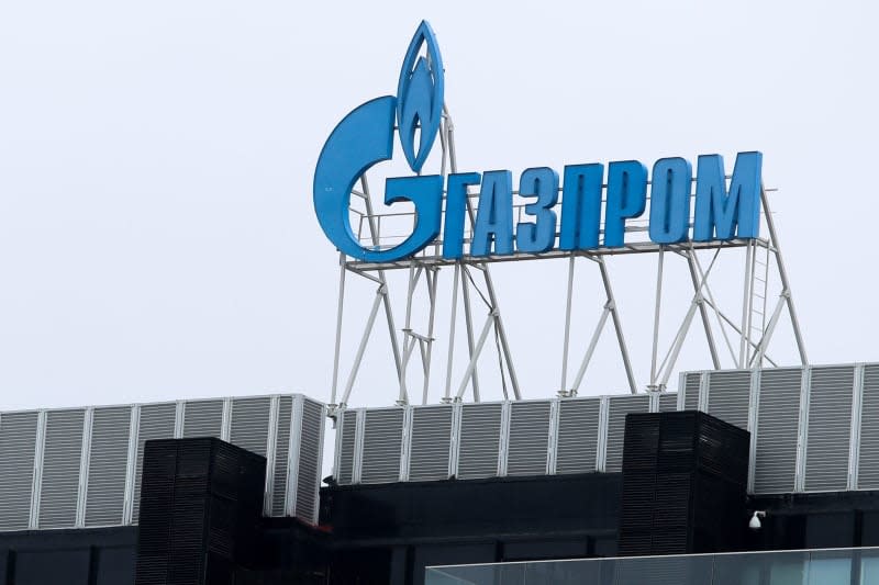 The Gazprom logo can be seen on a branch of the Russian state-owned company in St. Petersburg. -/dpa