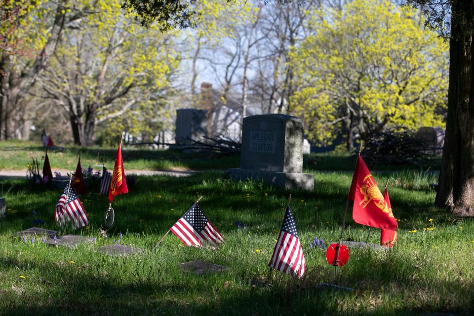 Toms River Veterans Commission is leading a clean-up at the Riverside Cemetery, which is full of leaves, debris and toppled headstones. About 450 veterans are buried there.Toms River, NJThursday, April 13, 2023