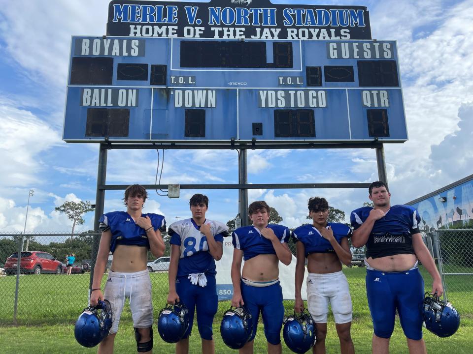 (From left to right) Ethan Bondurant, Ayden Nelson, Jackson Lawson, Hayden Morris and Landry Locklin are five players expected to factor into Jay's success in 2022.