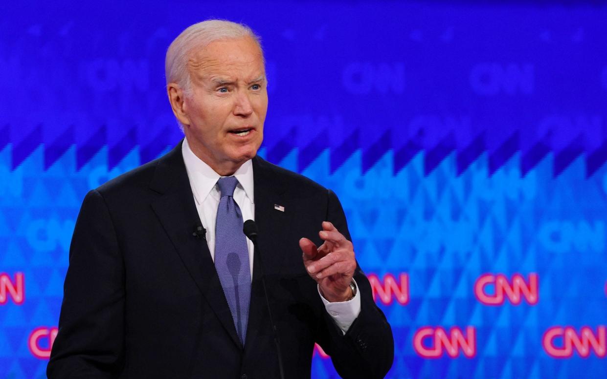 Joe Biden speaks at the presidential debate in Atlanta, Georgia