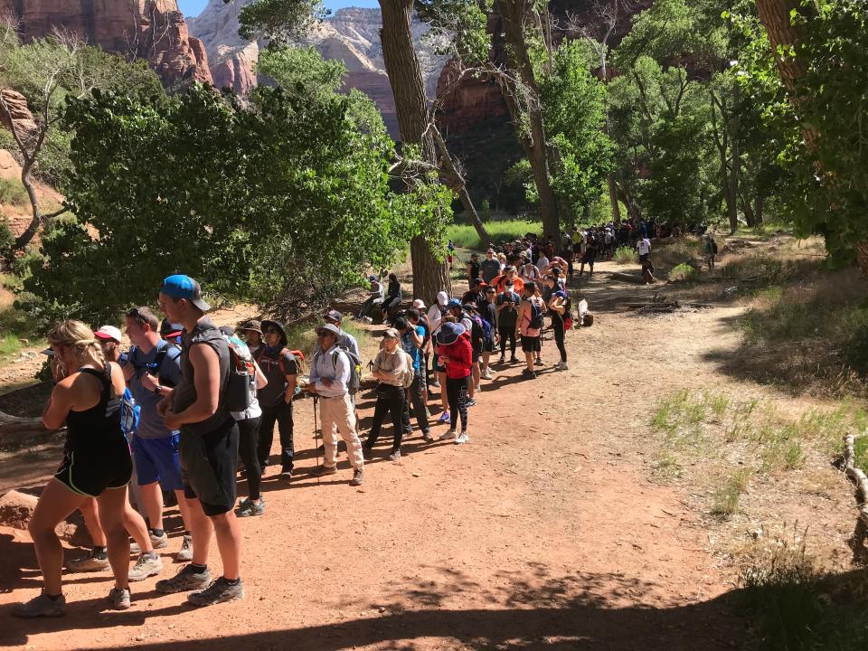 Visitors to Zion National Park should expect long lines like these during the upcoming Memorial Day weekend.