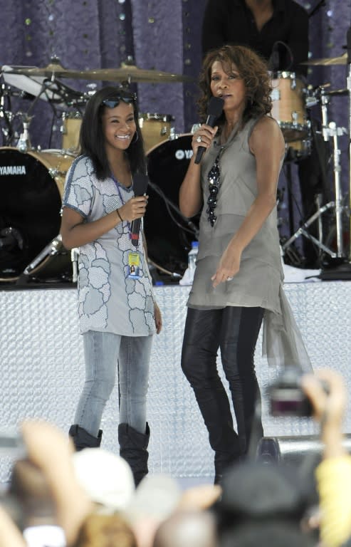 Bobbi Kristina Brown and Whitney Houston perform on ABC's "Good Morning America" on September 1, 2009 in New York City