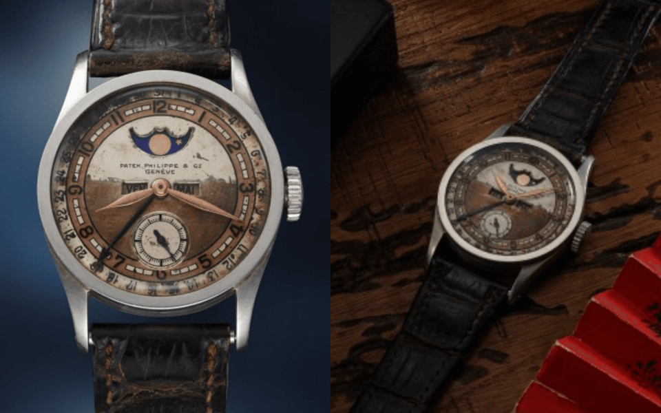末代皇帝溥儀的百達翡麗（Patek Philippe）腕錶將於5月23日在香港舉槌，行方預估售價超過300萬美元（約新台幣9,247萬元）。（翻攝自phillips官網）