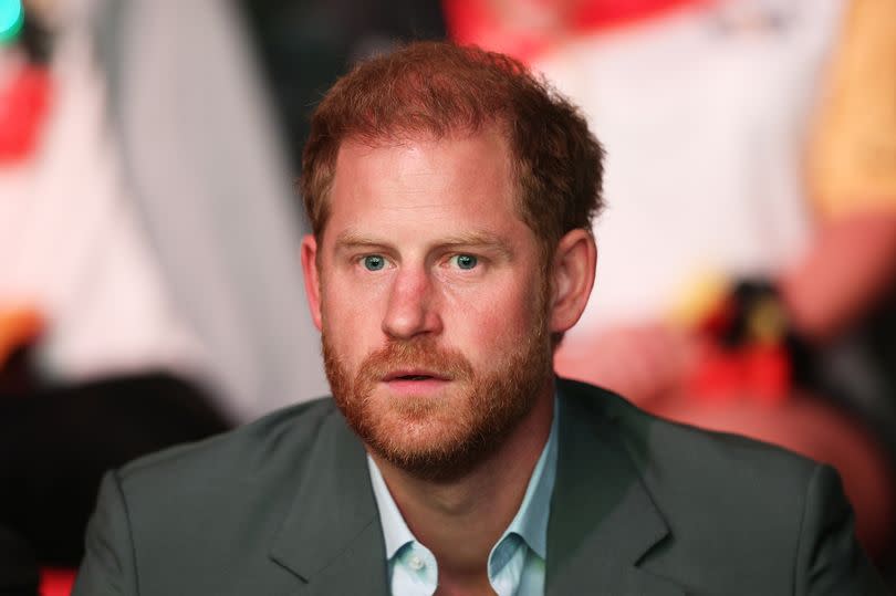 Prince Harry, Duke of Sussex watches the show during the opening ceremony of the Invictus Games Düsseldorf 2023 at  on September 09, 2023 in Duesseldorf, Germany. (Photo by Dean Mouhtaropoulos/Getty Images for Invictus Games Düsseldorf 2023)