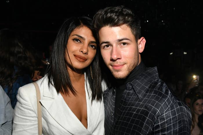 Nick and Priyanka pose together at an event