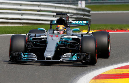 Formula One - F1 - Belgian Grand Prix - Spa-Francorchamps, Belgium - August 26, 2017 - Mercedes' Lewis Hamilton in action during qualifying session. REUTERS/Francois Lenoir