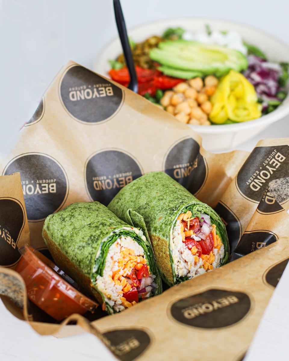 Wraps and salads are offered at Beyond Juicery + Eatery at Eastern Market.