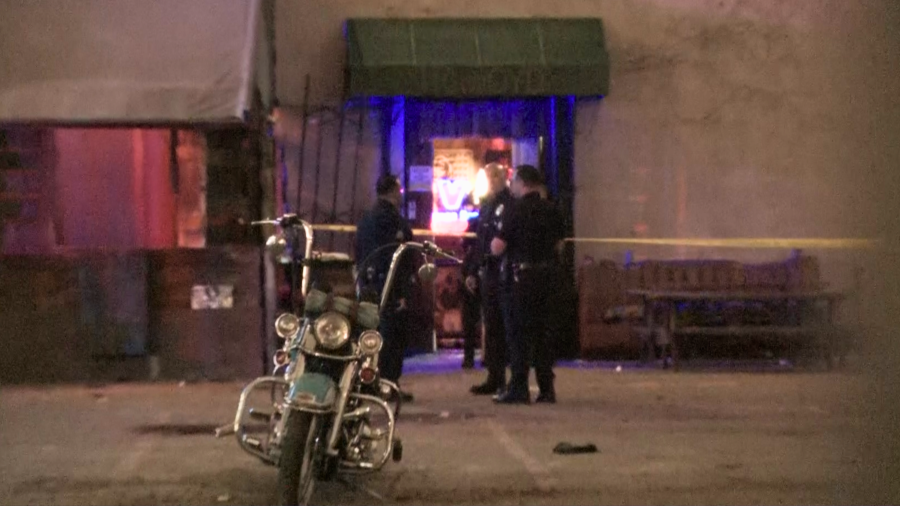 Police respond to a fatal shooting in downtown Los Angeles on May 8, 2024.