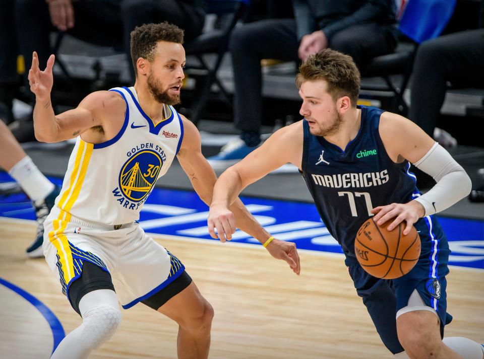 Luka Doncic and the Mavericks and Steph Curry and the Warriors are locked in the thick of the Western Conference play-in race.