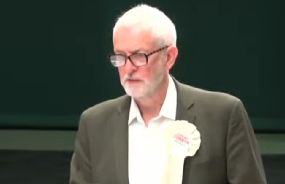 <p>Jeremy Corbyn at vote count in Islington North</p> (Sky News)