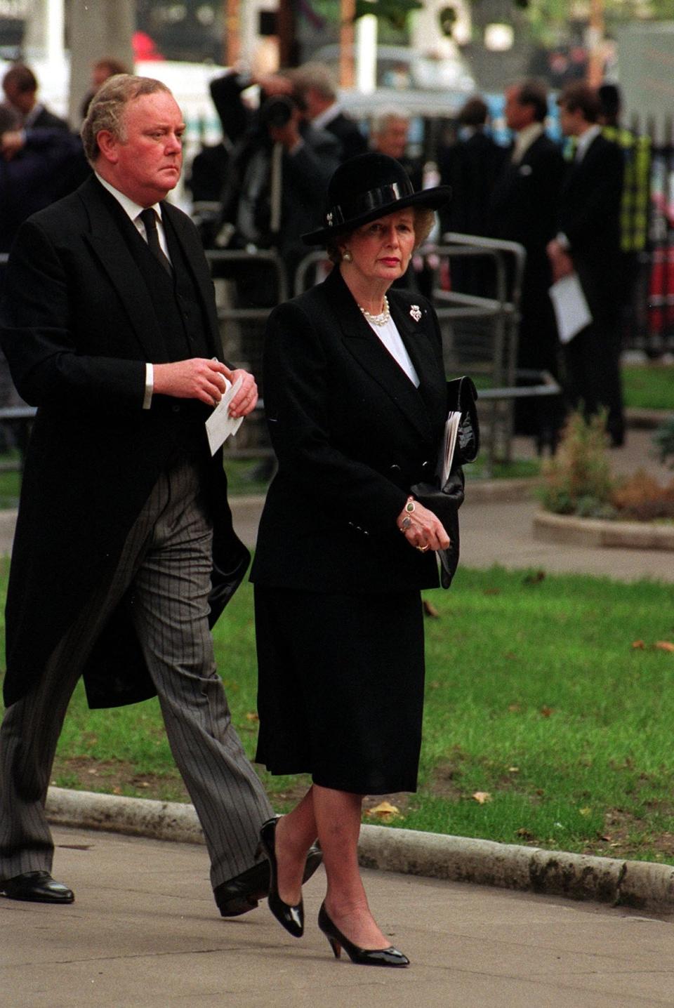 Prime Minister Margaret Thatcher with her private secretary Peter Morrison (PA)