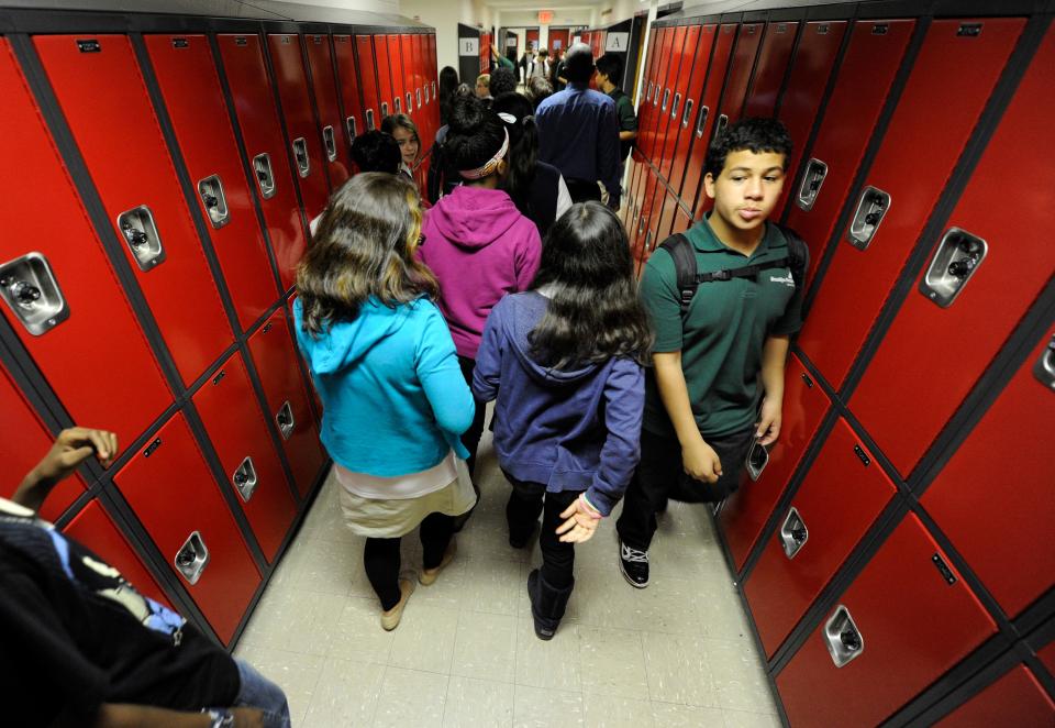 Change of class in a Brooklyn, New York, middle and high school in October 2012.