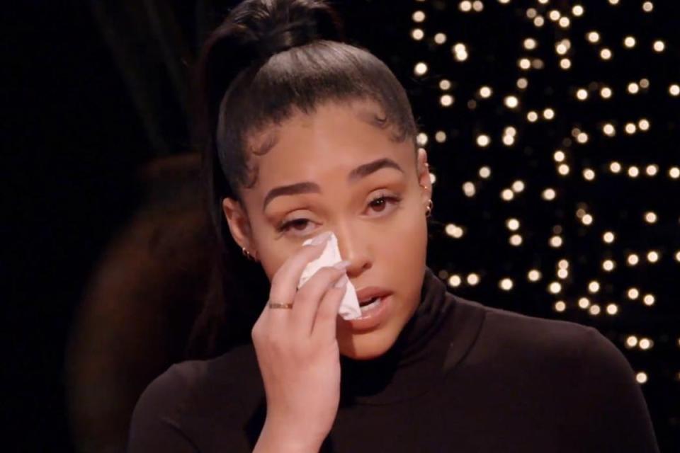 Jordyn Woods wipes away tears while on Red Table Talk (Jada Pinkett Smith Facebook/ Red Table Talk)