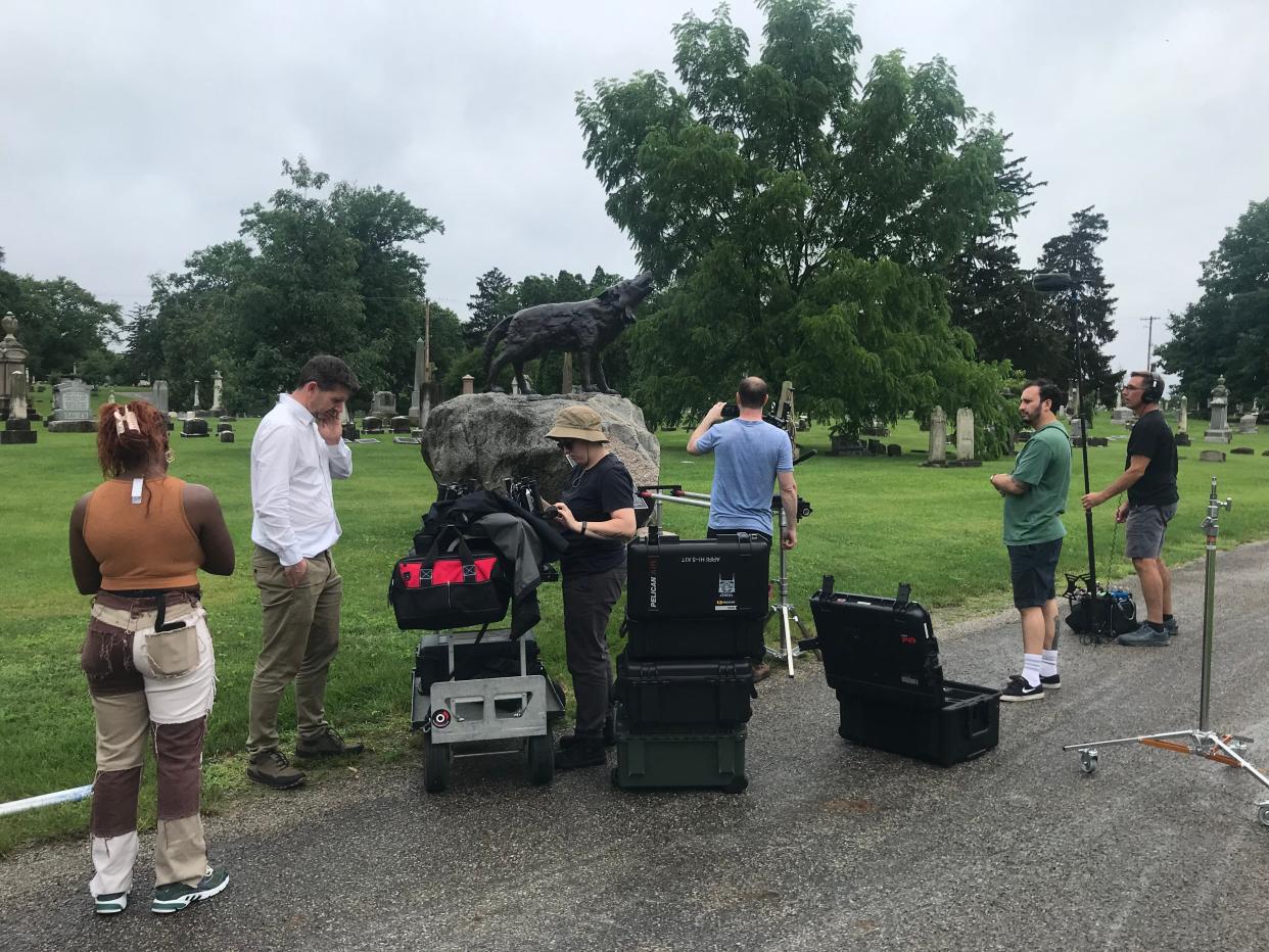 A film crew from the BBC and National Geographic visited Green Lawn Cemetery in early July to film background footage for a limited-series documentary on Tommy Thompson, a controversial treasure hunter with ties to Columbus.