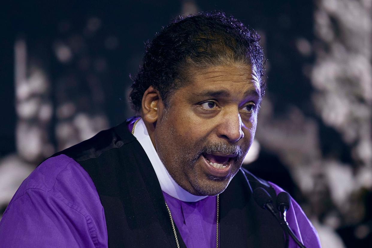 William Barber, Founding Director, Repairers Of The Breach & The Yale Center For Public Theology And Public Policy speaks during the Clinton Global Initiative in New York. Barber was escorted by police out of a North Carolina movie theater after he insisted on using his own chair for medical reasons, prompting an apology from AMC.