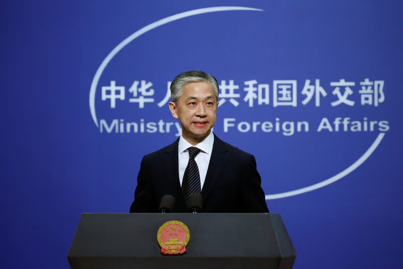 New spokesman for Chinese Foreign Ministry Wang Wenbin speaks during a news conference in Beijing