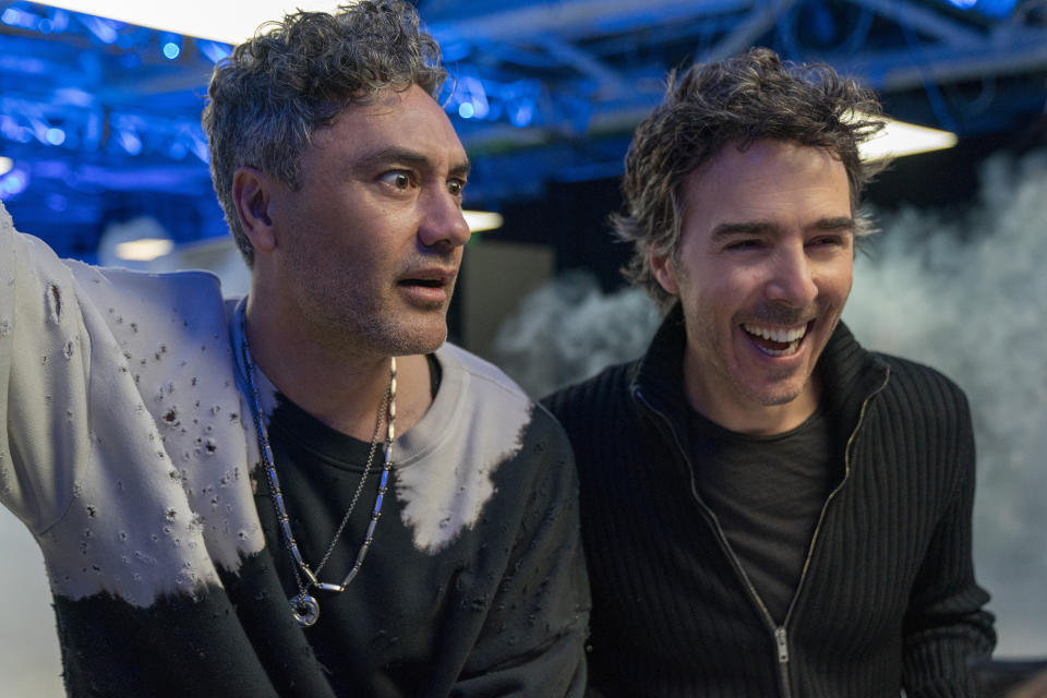 Taika Waititi and director Shawn Levy on the set of Free Guy. (Photo by Alan Markfield/Twentieth Century Fox Film Corporation)