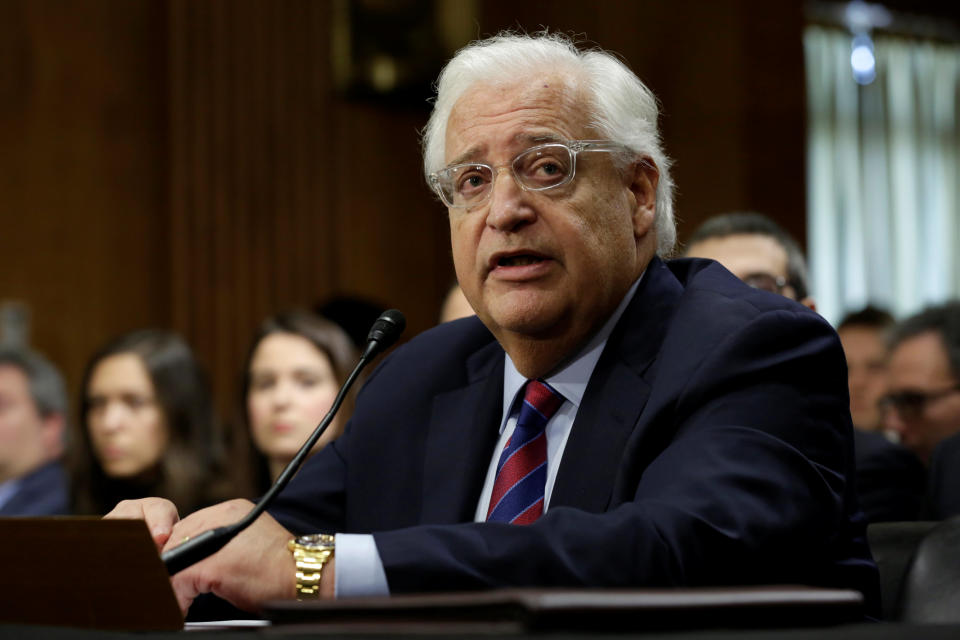 David Friedman testifies before a Senate Foreign Relations Committee hearing on his nomination to be U.S. ambassador to Israel, on Capitol Hill in Washington, U.S., February 16, 2017. REUTERS/Yuri Gripas