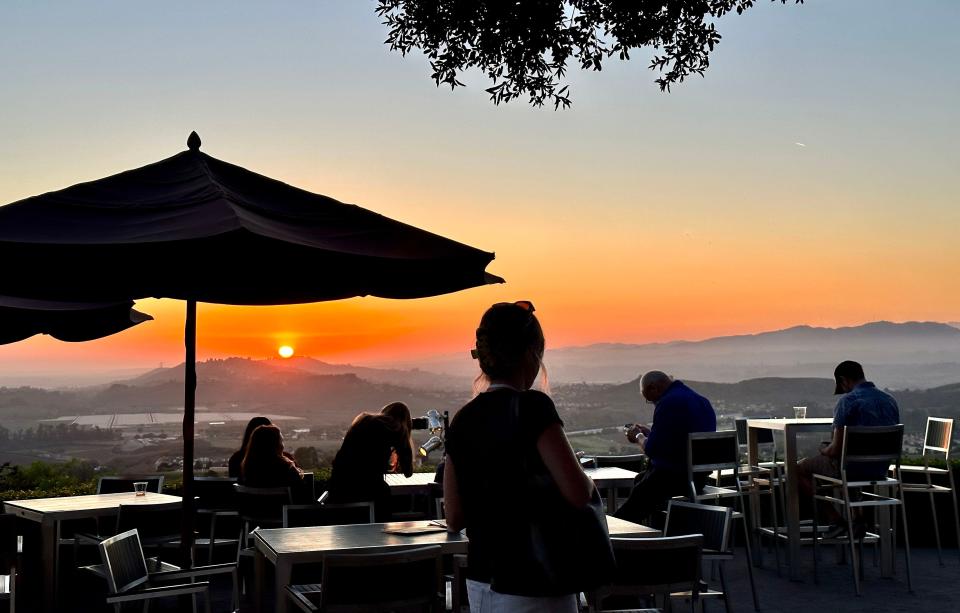 Sunsets at the Republican presidential debate at the Ronald Reagan Presidential Library & Museum in Simi Valley on Wednesday, Sept. 27, 2023.