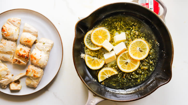 Cold butter and lemon slices