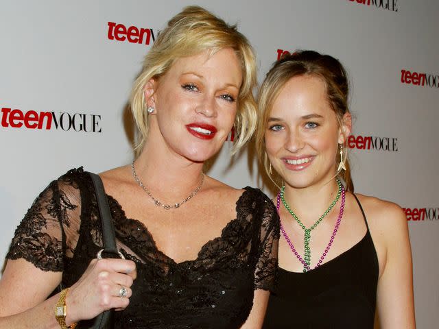 <p>Enos Solomon/FilmMagic</p> Melanie Griffith and Dakota Johnson in 2004.