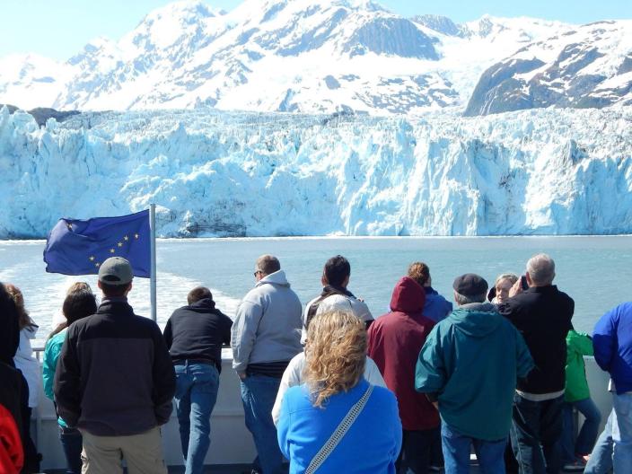 People looking at a glacier in Prince William Sound