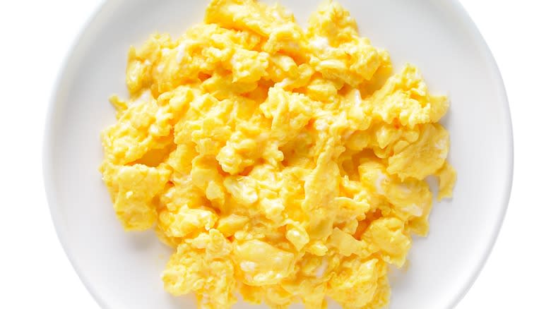 Aerial shot of scrambled eggs