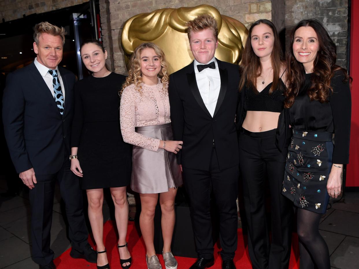 From left to right: Gordon Ramsay, Holly Anna Ramsay, Matilda Ramsay, Jack Scott Ramsay, Megan Jane Ramsay and Tana Ramsay