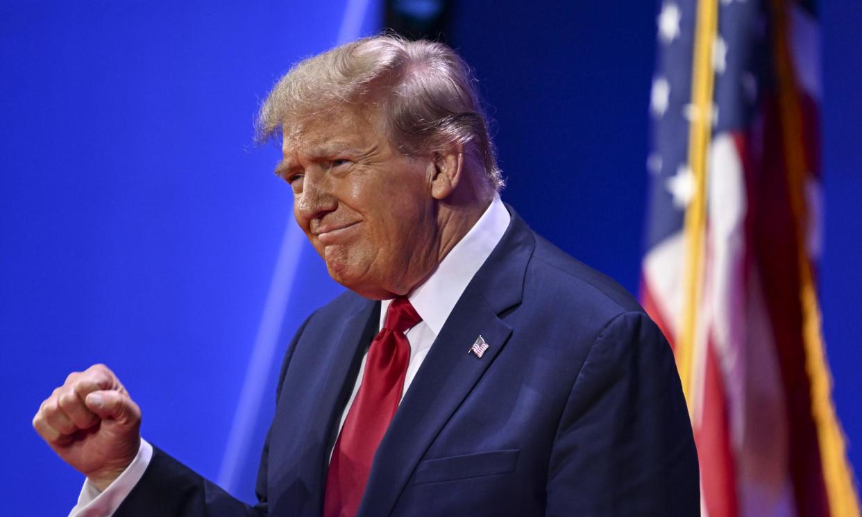 <span>Donald Trump at CPAC in National Harbor, Maryland, on 24 February 2024.</span><span>Photograph: Anadolu/Getty Images</span>