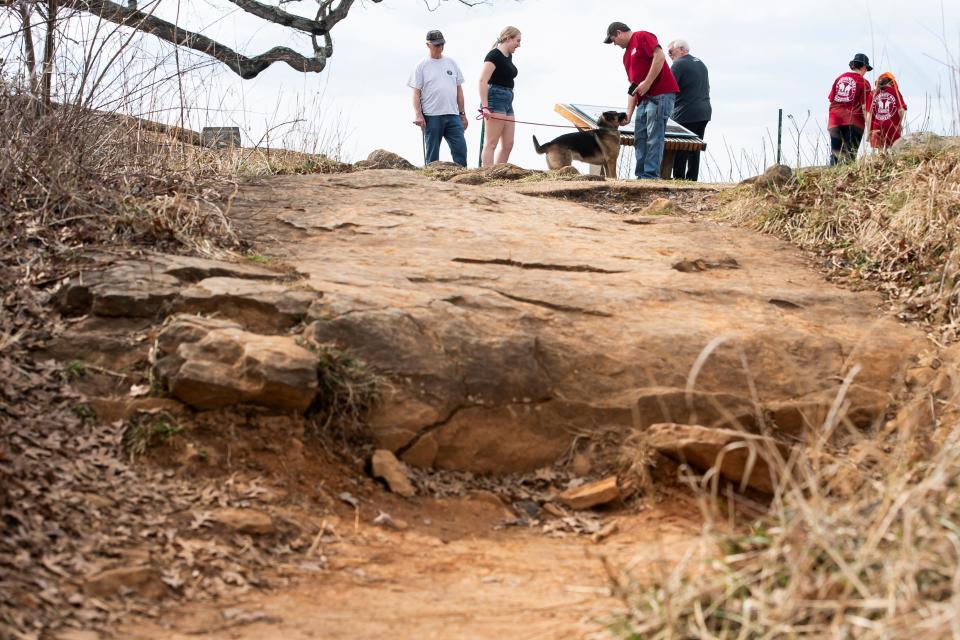 An example of a "social path" that visitors have largely created and shaped over the years can be seen at Devil's Den at Gettysburg National Military Park, Friday, March 18, 2022, in Cumberland Township.