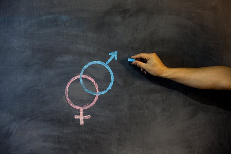 <span class="caption">Sex ed tends to be traditional, binary and biological.</span> <span class="attribution"><a class="link " href="https://www.shutterstock.com/image-photo/gender-symbols-signs-male-female-sex-1015608094?src=8S0LjVNYZPKpN9MsWk9VvQ-1-27" rel="nofollow noopener" target="_blank" data-ylk="slk:Larisa Rudenko/Shutterstock.com;elm:context_link;itc:0;sec:content-canvas">Larisa Rudenko/Shutterstock.com</a></span>