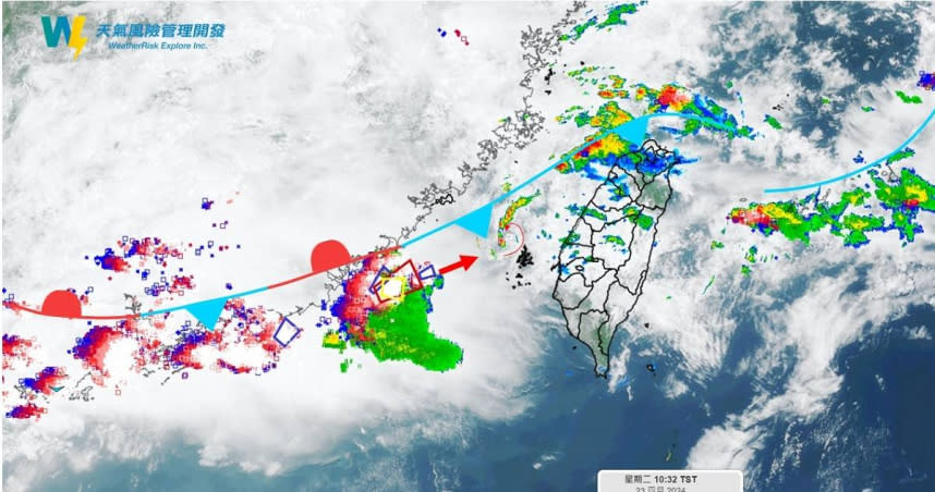 鋒面來襲！（圖／翻攝自Facebook／天氣風險 WeatherRisk）