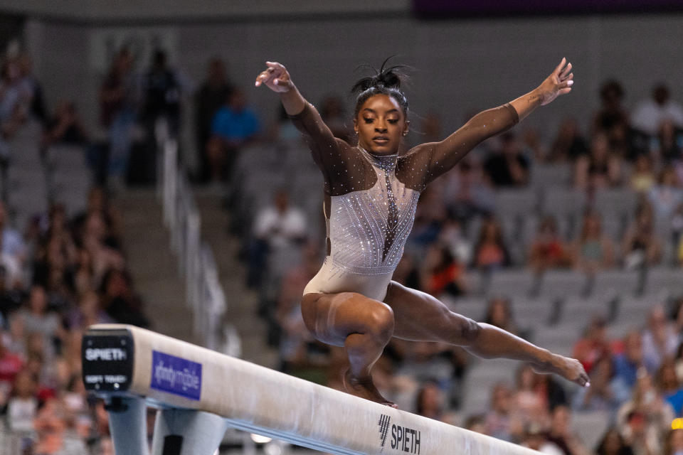 Simone Biles regresó a la actividad en 2023, tras dos años de ausencia, y sigue siendo tan dominante como antes del 2021. (Foto: Aric Becker/ISI Photos/Getty Images)