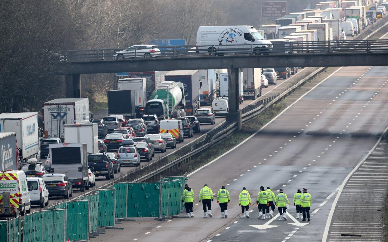 Part of the motorway near Ashford, in Kent, was closed for nearly 24 hours after the discovery - PA
