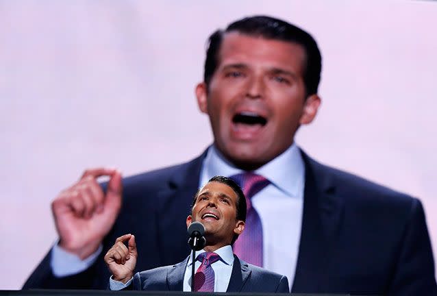 Donald Trump, Jr talks up his father's credentials in Cleveland, Ohio. Source: PA