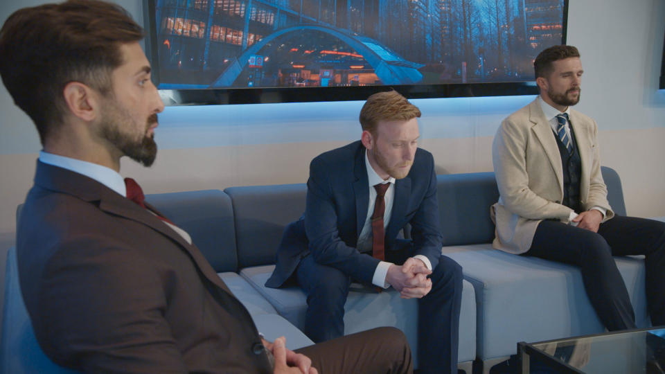 Paul was in the boardroom with fellow The Apprentice candidates Phil and Asif. (BBC Studios)