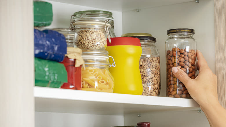 Pantry items on a shelf