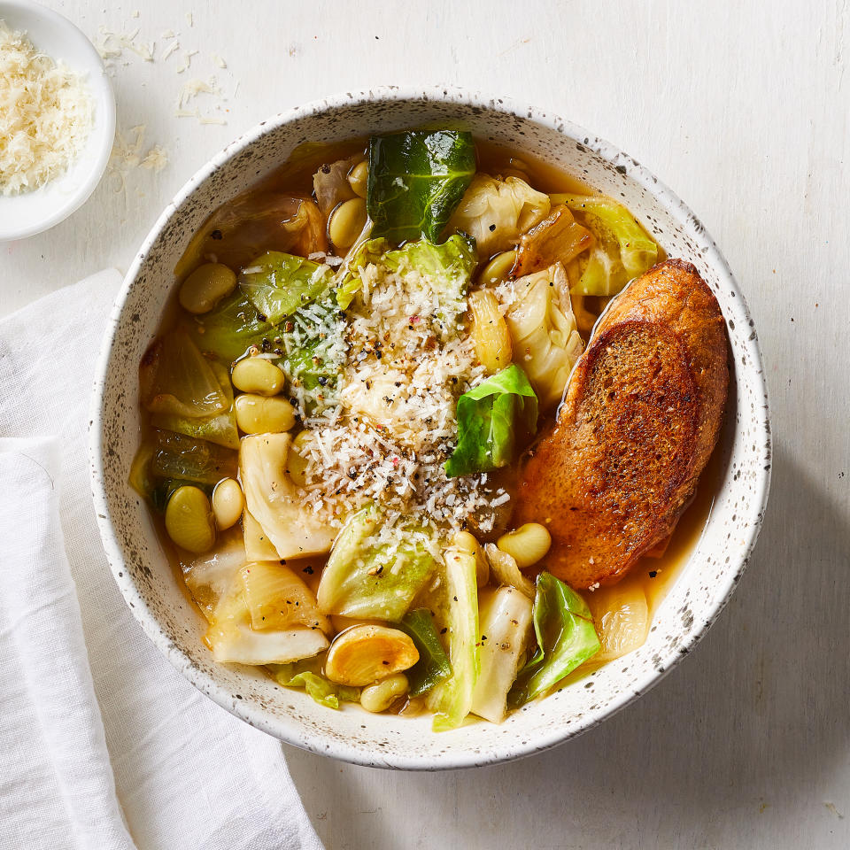 Braised Cabbage & Lima Beans over Toast