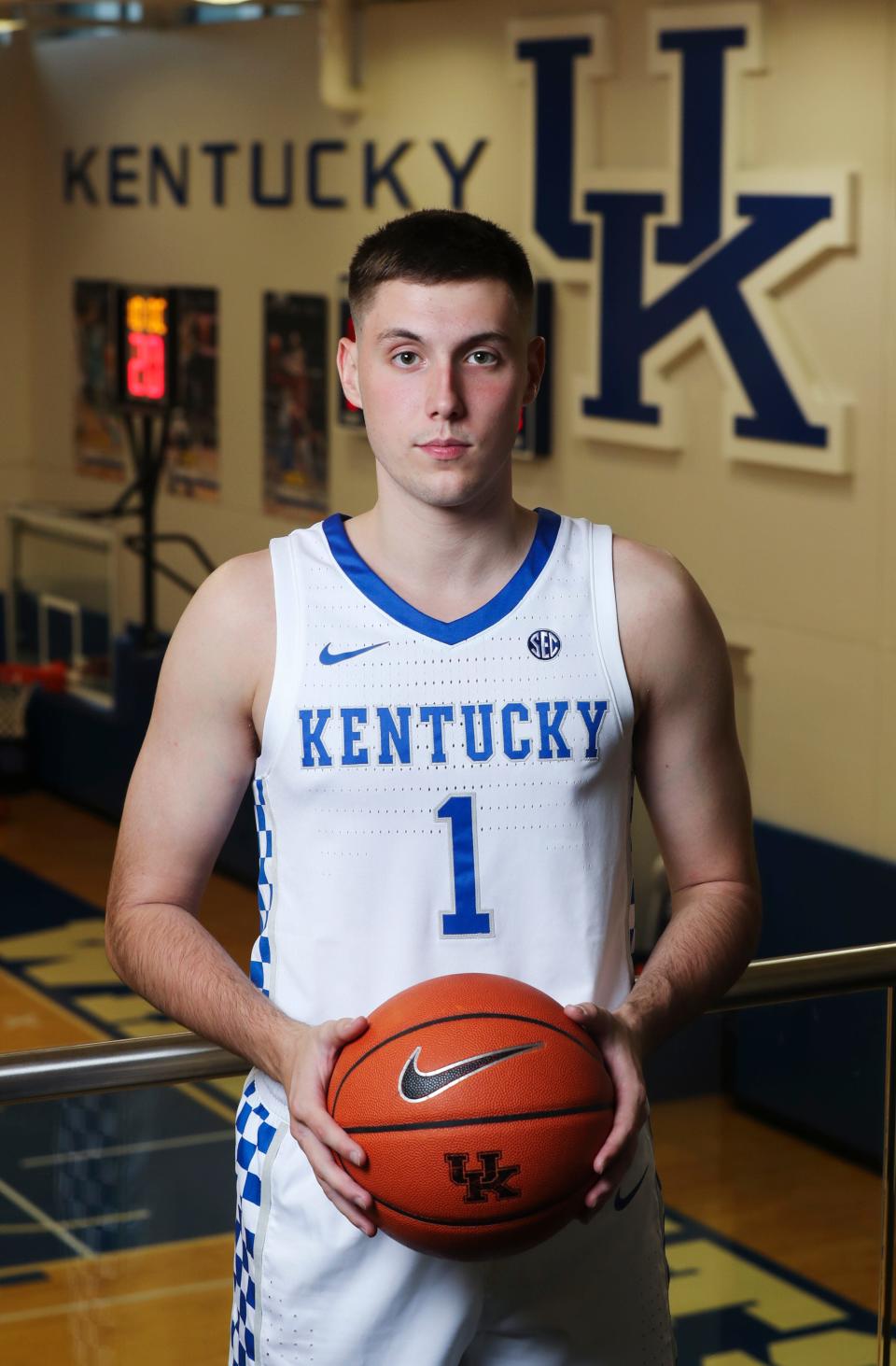 UK basketball player CJ Fredrick (1) is preparing for the upcoming season.  He was at the Joe Craft Center practice facility in Lexington, Ky. on Sep. 22, 2021.  