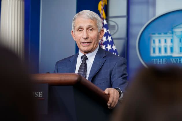 Dr. Anthony Fauci, director of the National Institute of Allergy and Infectious Diseases, is seen during a daily briefing at the White House in 2021. (Photo: via Associated Press)