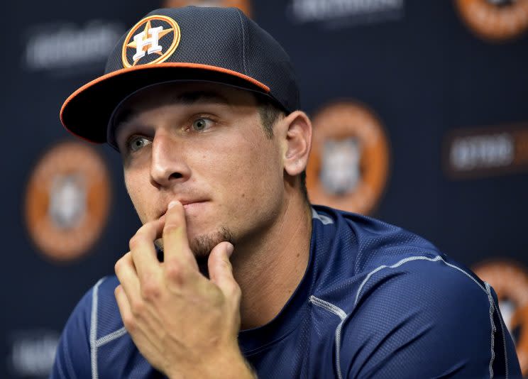 Alex Bregman won't be tweeting again any time soon. (AP Photo)