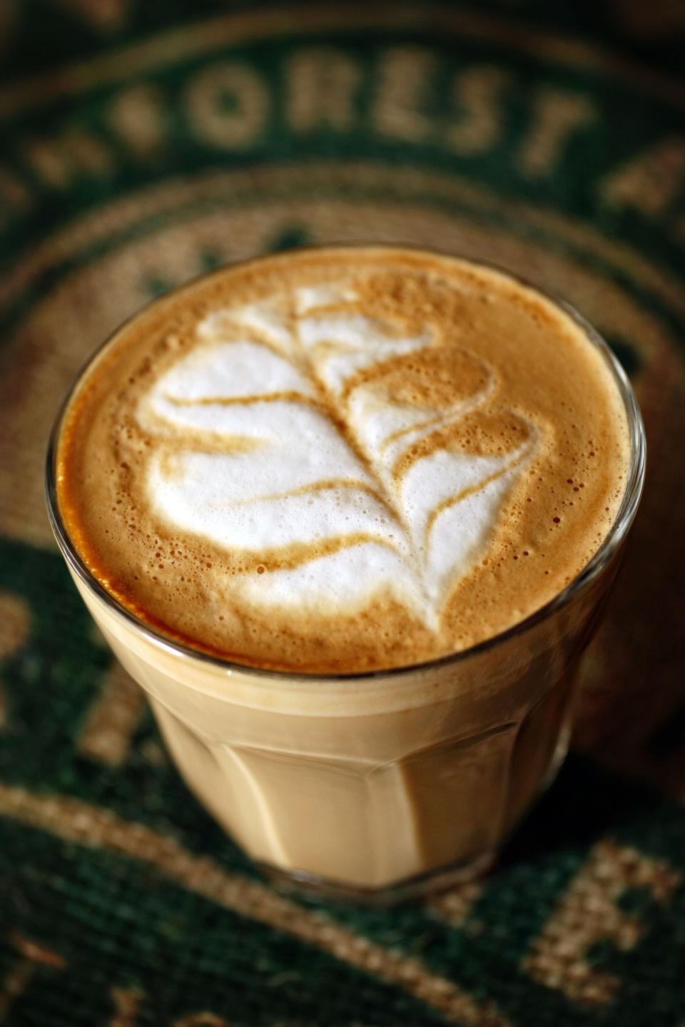 A latte is served at the Oceana Coffee roastery in Tequesta. 