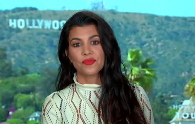 Kourtney appeared again after the ad break to apologise for getting cut off. Source: Getty