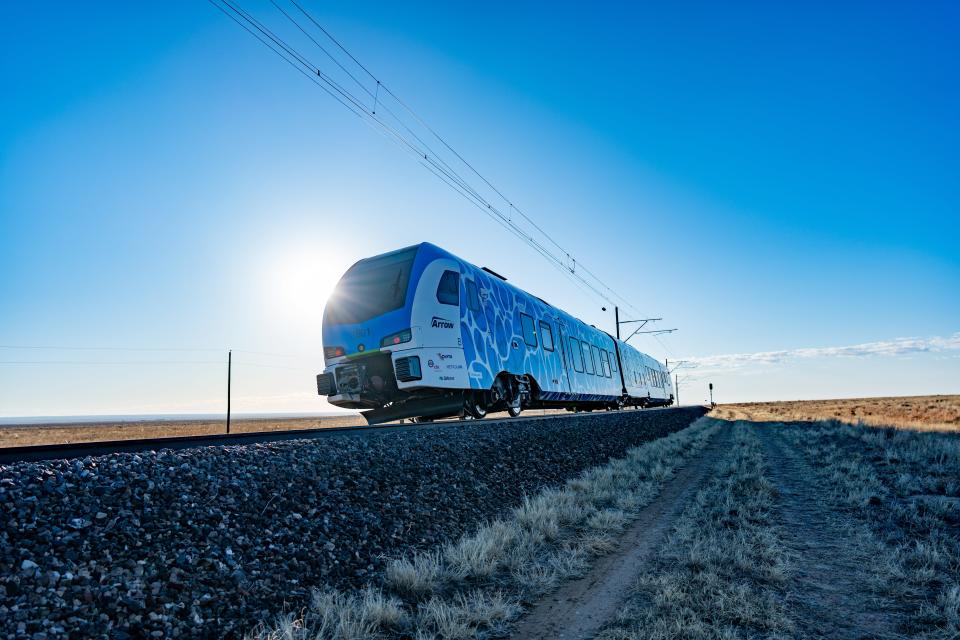 Stadler's hydrogen-powered FLIRT H2 passenger train set a Guinness World Record at Pueblo's Transportation Technology Center on March 22, 2024