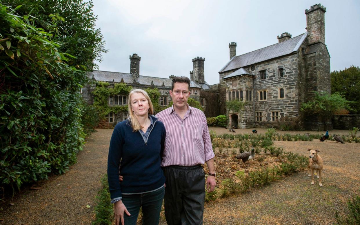 Judy Corbett and husband Peter Welford with The Grade one Historic Gwydir Castle in Llanrwst - Â© Andrew Price / View Finder Pi