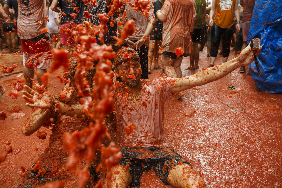 Tomatoes fly at the annual Tomatina Festival