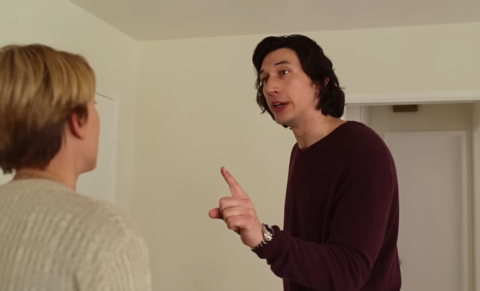 Adam Driver in "Marriage Story" arguing in a scene