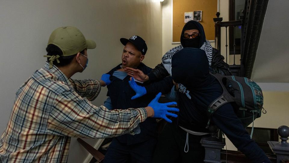 Janitor, protesters